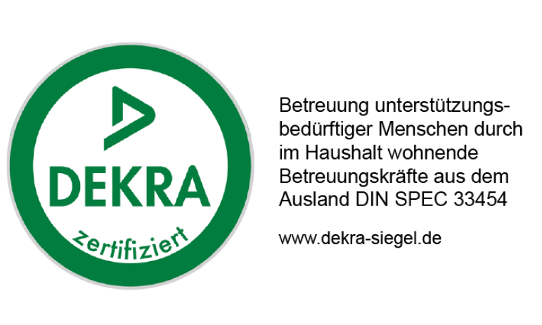 DEKRA Zertifikat – Sofiapflege ausgezeichnet für Qualität in der 24-Stunden-Pflege